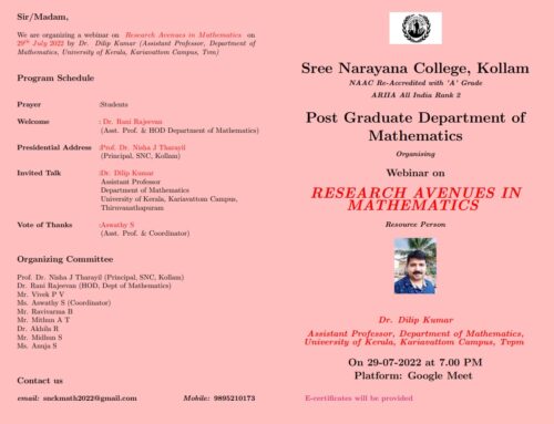 RESEARCH AVENUES IN MATHEMATICS